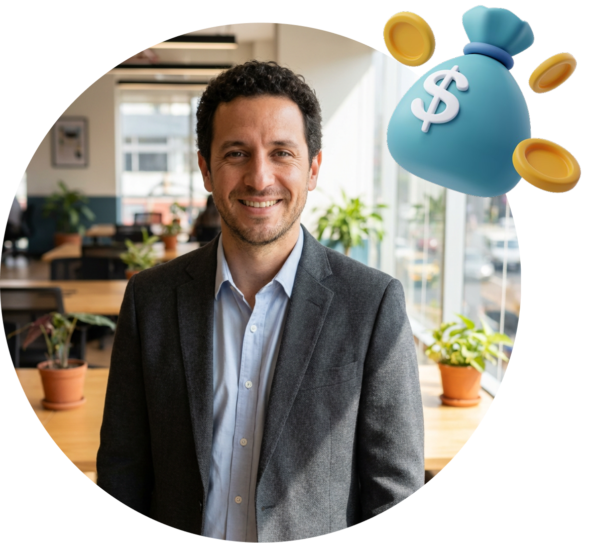 Persona feliz tras invertir en el Seguro de Vida Inversión Base y obtener crecimiento financiero