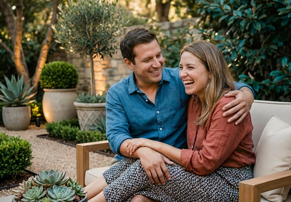 Pareja comparte tiempo en casa y cuenta con la protección de su seguro de salud.