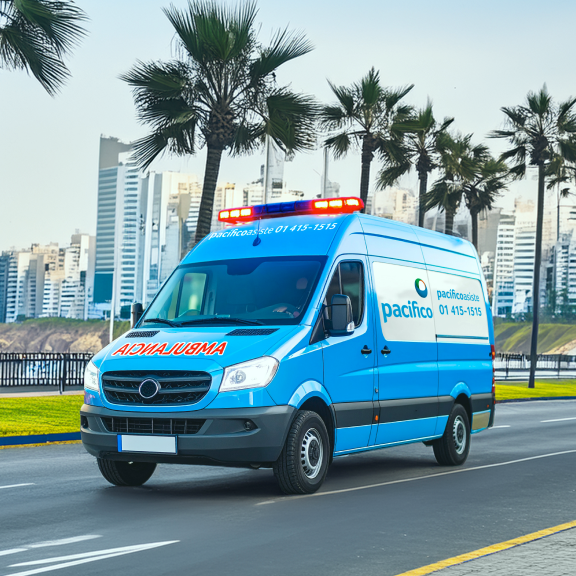 Ambulancia Pacífico simbolizando el servicio de ambulancias a domicilio para asegurados