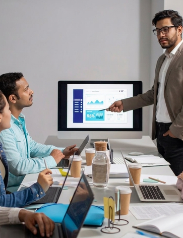 Sesión de capacitación empresarial en SST con exposición en pantalla