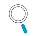 Ícono de lupa representando el soporte en inspección y mantenimiento vehicular