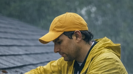 Labores en techado durante condiciones de lluvia intensa