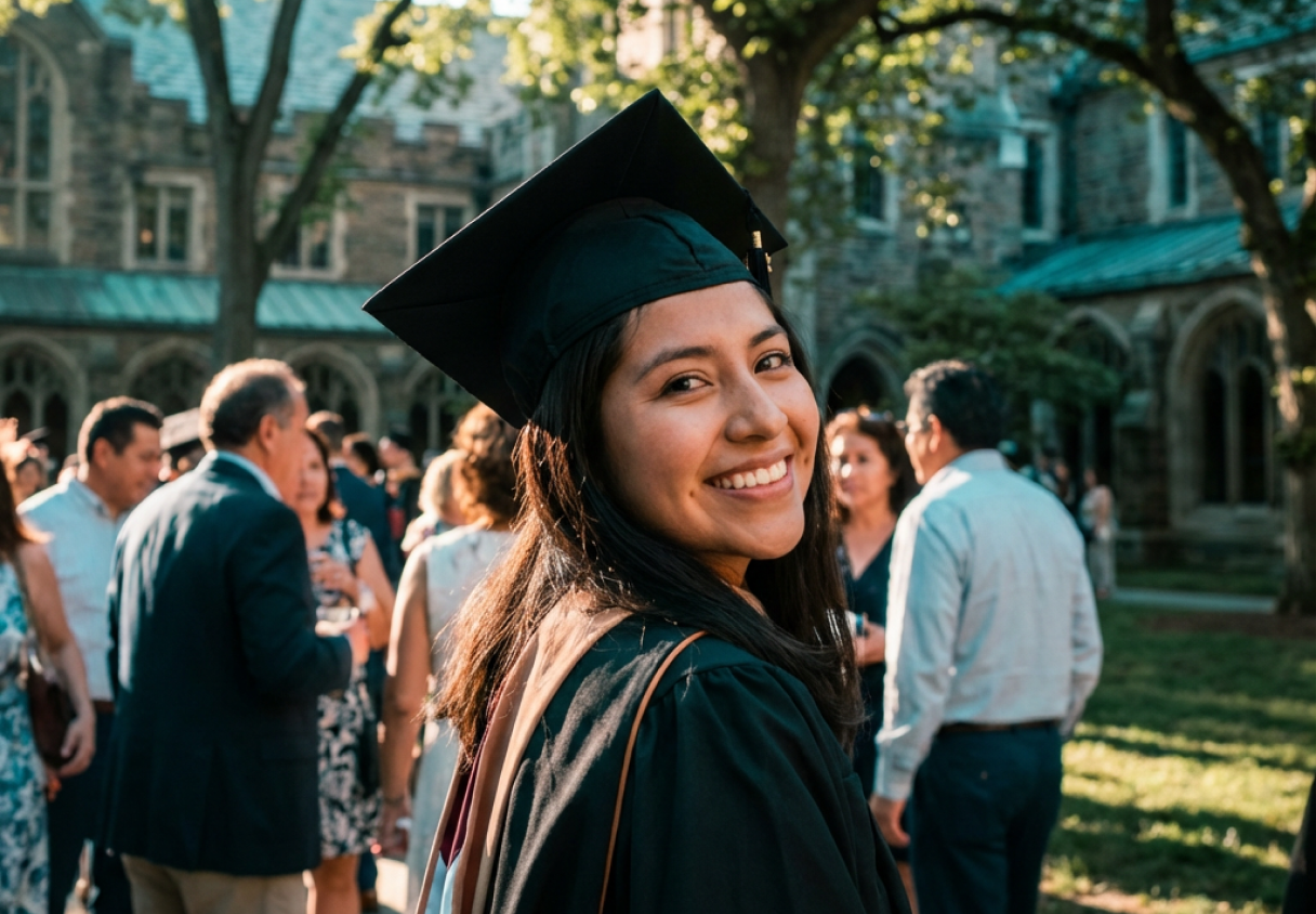 Mujer graduándose ilustrando el resultado de asegurar la educación futura con un Seguro de Vida