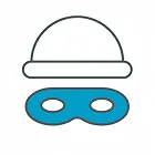Icono de gorro y antifaz que representa el riesgo de robo y daño de auto