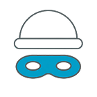 Icono de gorro y antifaz que representa el riesgo de robo y daño de auto