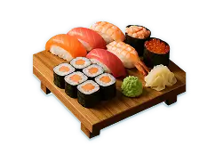 Plato de comida sushi representando descuentos en restaurantes y hoteles.