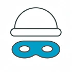 Icono de gorro y antifaz que representa el riesgo de robo de auto