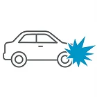 Ícono que señala la protección que otorga un seguro vehicular en  caso de choque de autos 