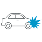Ícono de auto recibiendo el impacto de un golpe o accidente