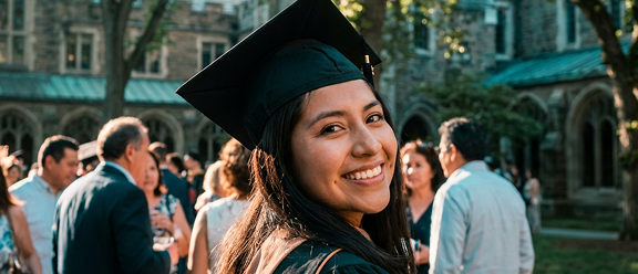 Adolescente graduada simbolizando los beneficios de invertir en un fondo universitario.