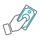 Ícono de dinero entregado por la aseguradora a los beneficiarios del seguro de bicicleta